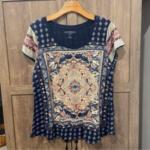 Lucky Brand T Shirt 1X Mandala Short sleeve Boho